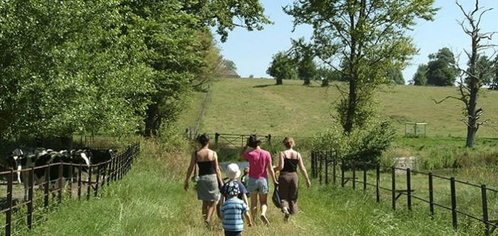 Countryside walk family